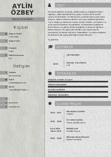 Güzellik Uzmanı Cv Örnekleri  cv indir